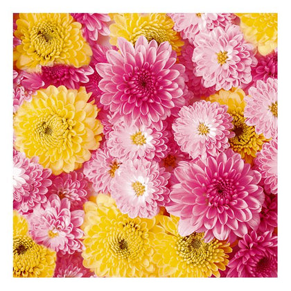 Disposable Pink and Yellow Flowers Square Lunch Napkins, Soft Wipe