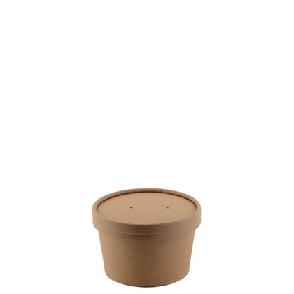 Disposable Kraft Paper Food Soup Cup with Paper Vented Lid