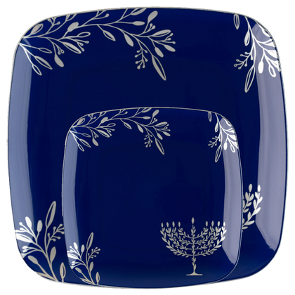 Chanukah Dessert Plate Dinner Plate Blue Charger Plate 10 inch 7 inch Holiday Party Hanukkah Disposable Plates Cobalt Dinner Plates