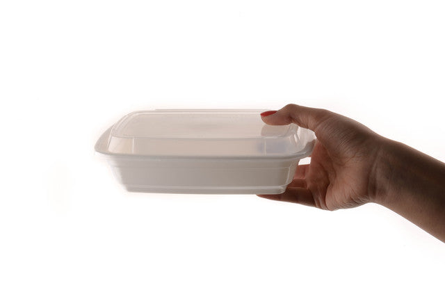 12oz White Microwavable Food Storage Rectangular Container with