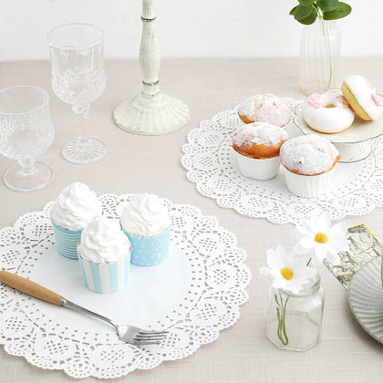 White Lace Placemats  Tableware  Table Setting  Table Decoration  Scrapbooking  Pastry Placemats  Paper Placemats  Lace Placemats  Lace Doilies  Gift Wrap  Food Presentation  Food Decoration  Disposable Placemats  Disposable Paper Placemats  Dessert Placemats  Classic Foodmat  Cake liner  Cake Cookies Placemat  Bakery Supplies  arts and craft  14 inch Round White Lace Paper Doilies