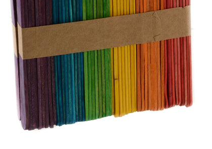 Multi Colored Wooden Craft Sticks - Great for Arts and Crafts, Natural Wooden Treat Sticks, Colored Popsicles Sticks, Ice Cream Sticks Ideal for Kids, Teachers and Students