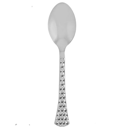Fancy Disposable Silver Plastic Table Spoon Extra Heavyweight Glamour Collection