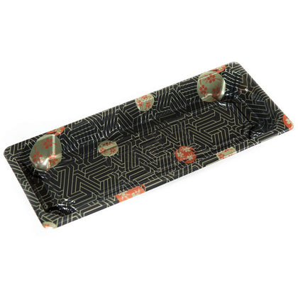 TZ-001 Disposable Black Sakura Design Take Out Sushi Trays 8 3/4
