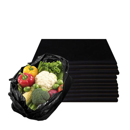 Small 1/6 Plastic Black T-Shirt Bags 11x12 inches, 13 Micron Reusable Recyclable Poly Shopping Bags