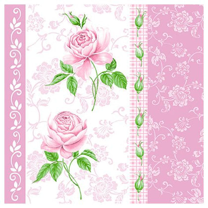 Disposable Pink Rose Flowers Square Lunch Napkins, Soft, Party, Wipe