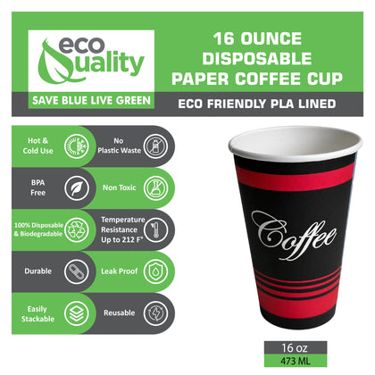16oz Design Disposable Paper Coffee Cups