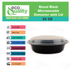 32oz Black Disposable Plastic Round Microwavable Food Container With Lids