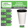 16oz Disposable White Paper Hot Cold Cups with Black Flat Lids