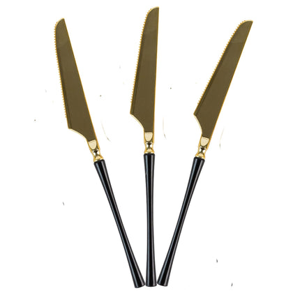 Plastic Knives Black and Gold Infinity Flatware Collection