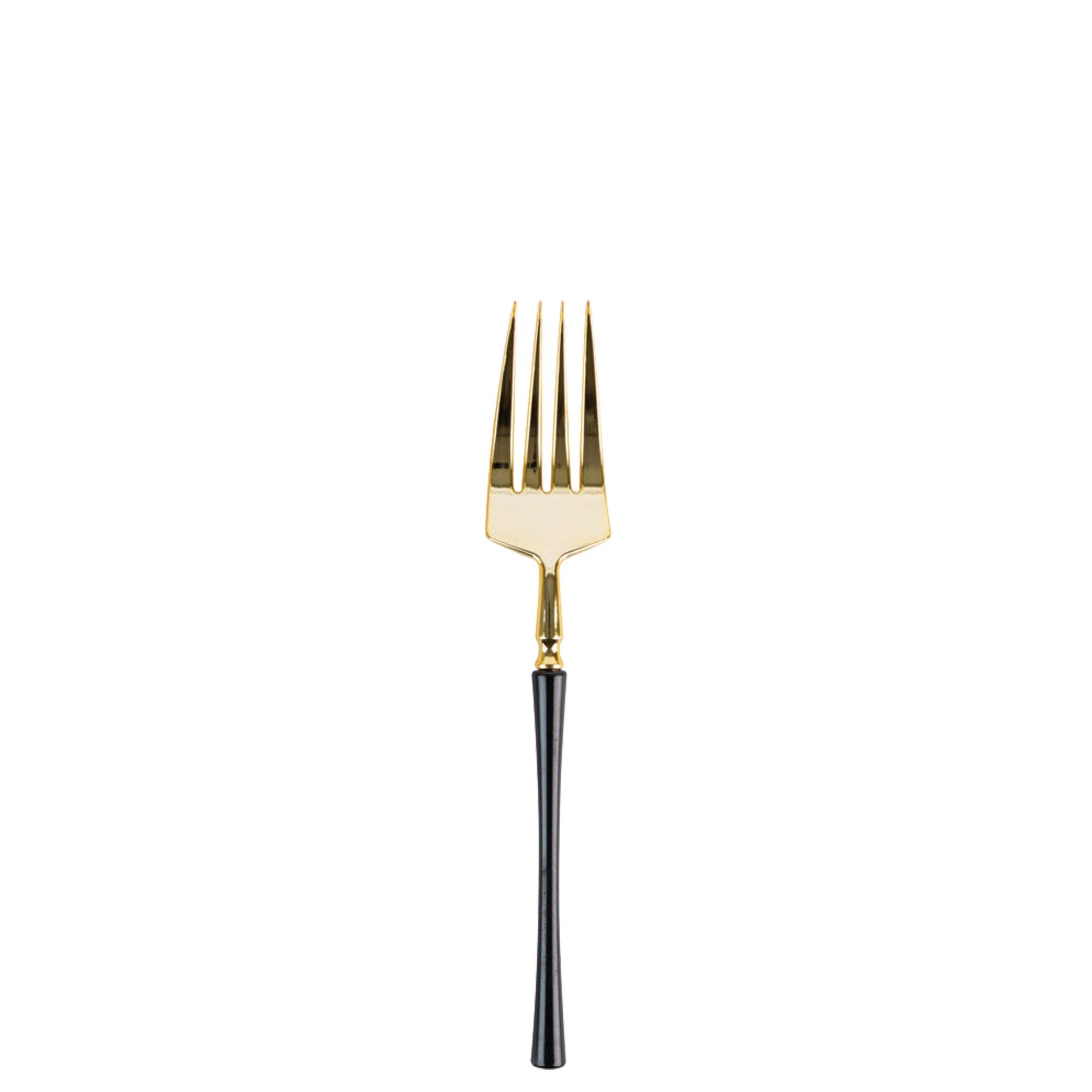 Plastic Salad Forks Black and Gold Infinity Flatware Collection
