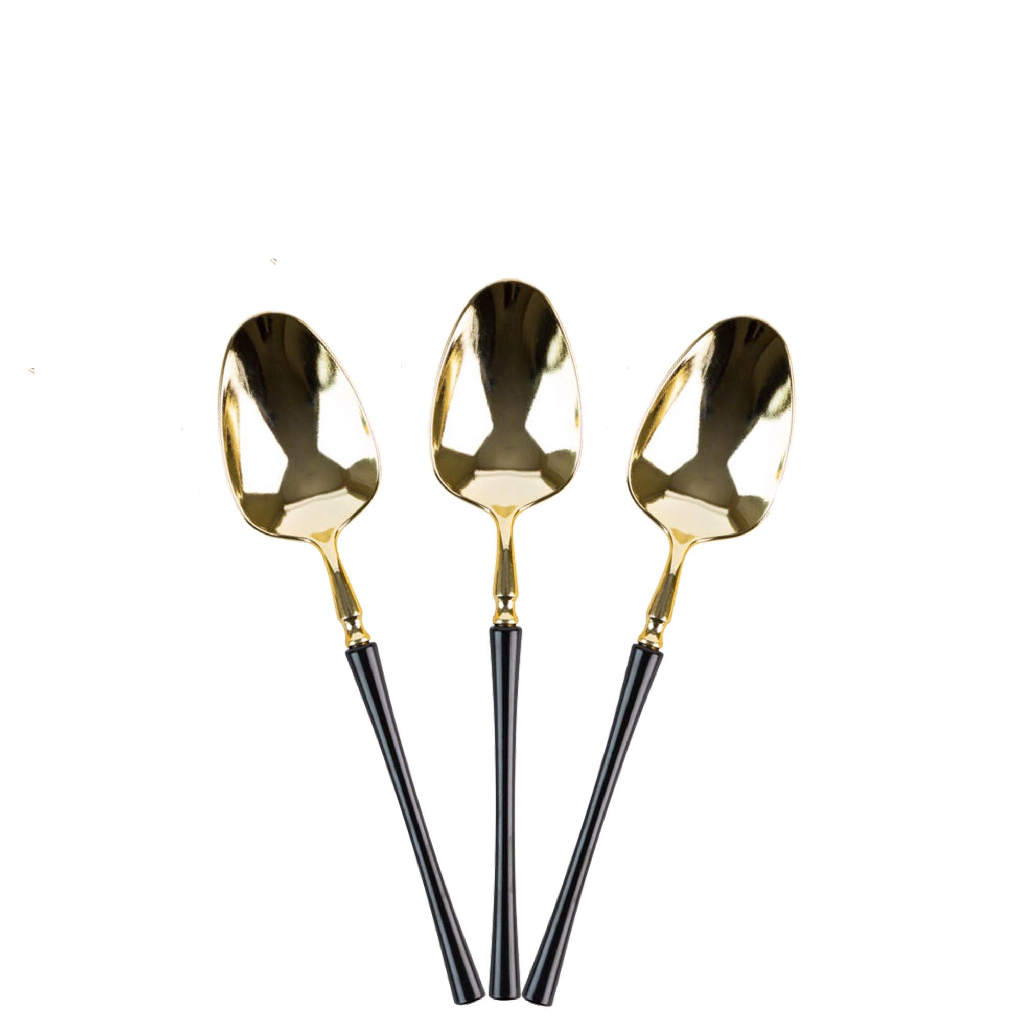 Plastic Tea Spoons Black and Gold Infinity Flatware Collection