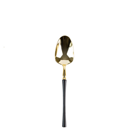 Plastic Tea Spoons Black and Gold Infinity Flatware Collection