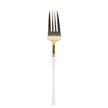 Plastic Dinner Forks White and Gold Infinity Flatware Collection