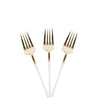 Plastic Salad Forks White and Gold Infinity Flatware Collection