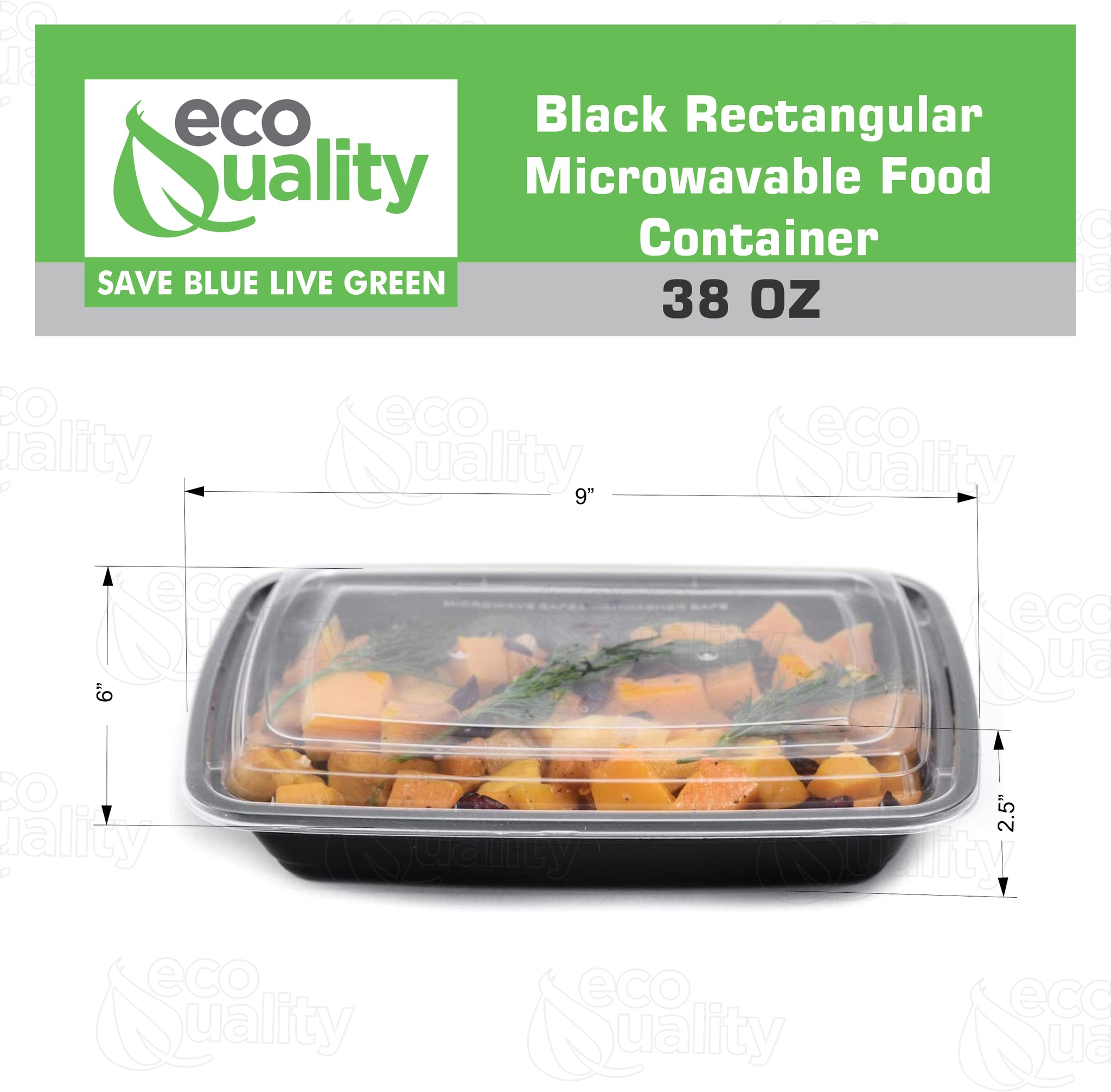 38oz Black Microwavable Food Storage Rectangular Meal Prep Container with Lids Great for Reusable Lunch Box, Leak Proof Restaurant Take-Out, Catering