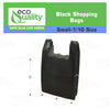 Large 1/10 Plastic Black T-Shirt Bags 8x16 inches, 13 Micron Reusable Recyclable Poly Shopping Bags