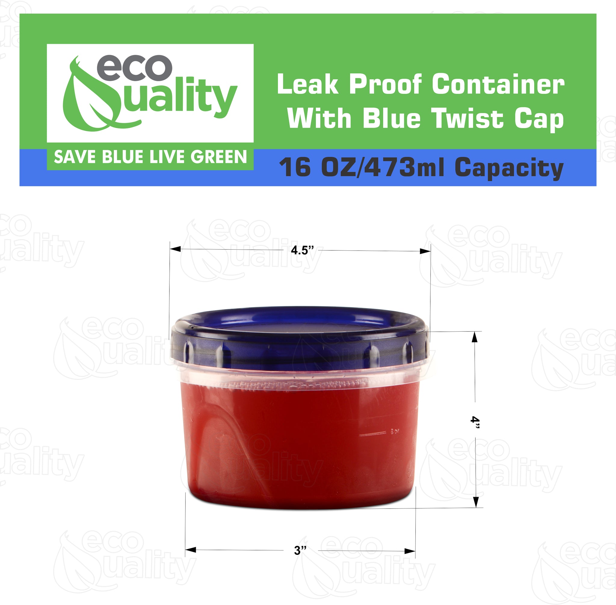 16oz Twist Top Storage Deli Containers BPA-Free, Reusable Airtight Plastic Food Storage Leak Proof Canisters