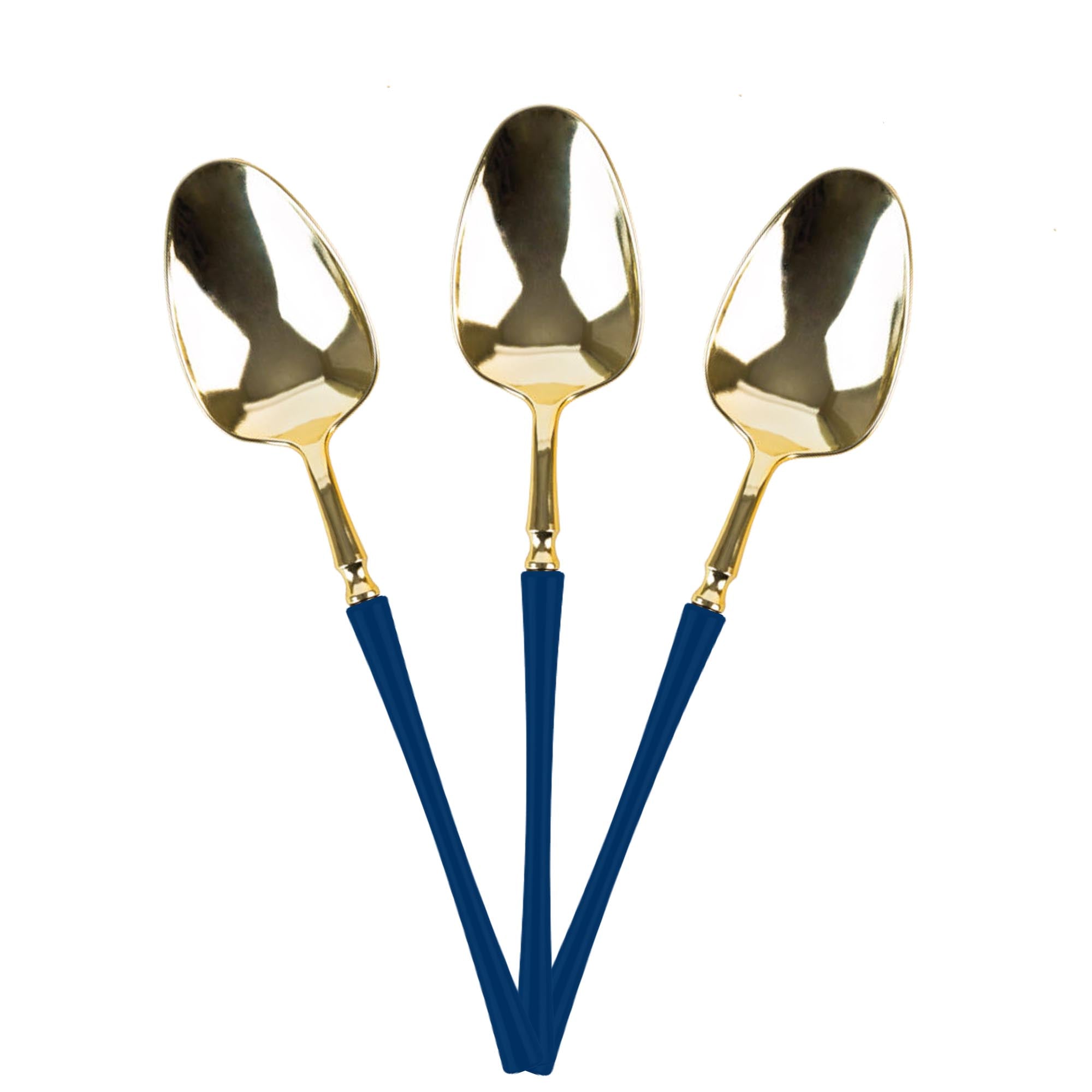 Plastic Soup Spoons Navy Blue and Gold Infinity Flatware Collection