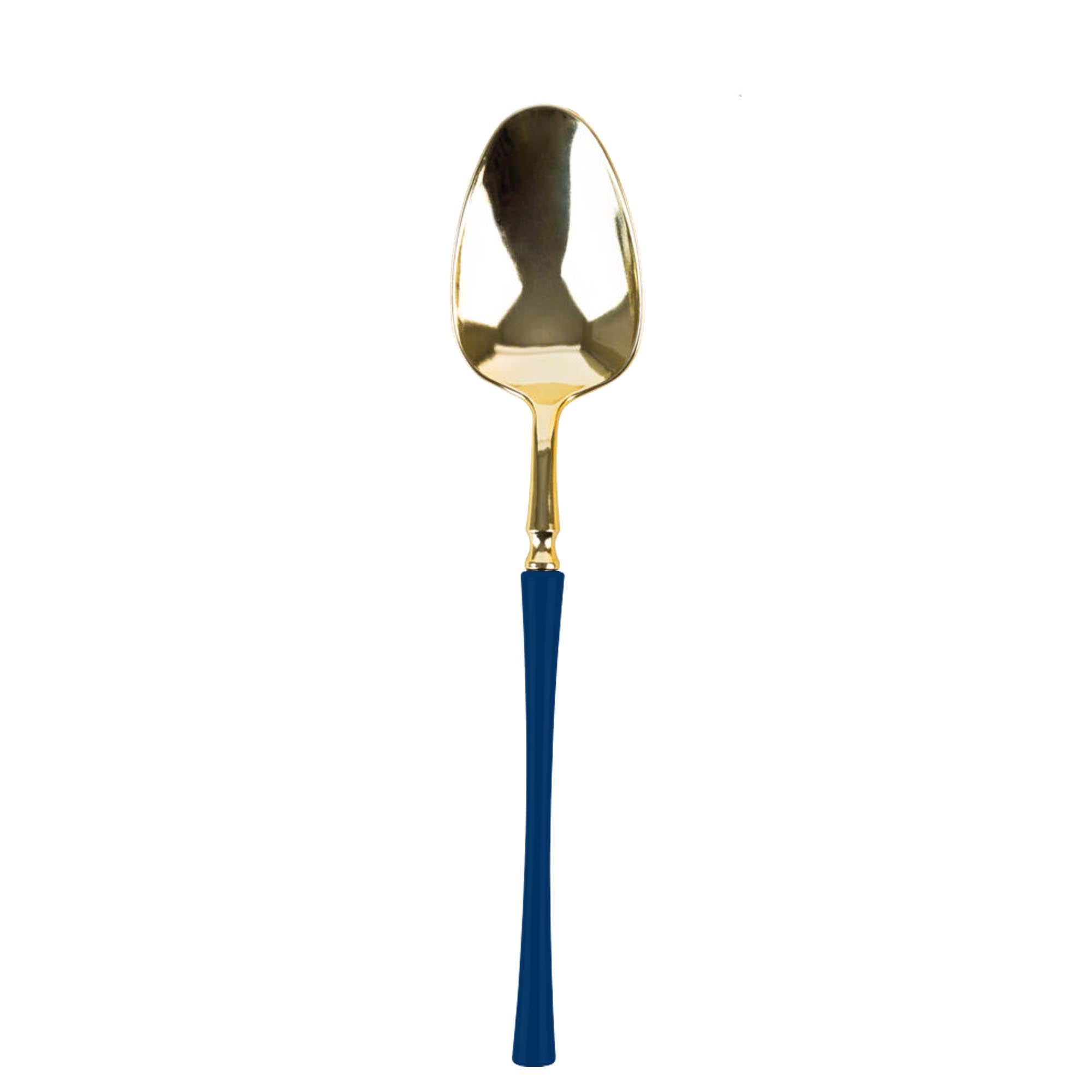 Plastic Soup Spoons Navy Blue and Gold Infinity Flatware Collection