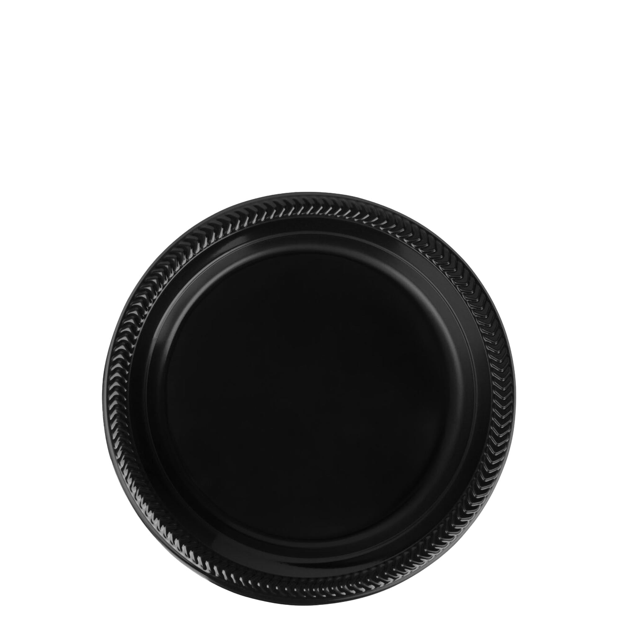 Stack of premium quality black dinner plates made of plastic, 9-inch plastic disposable cuisine black dinner plates, Black dinner plates suitable for all occasions