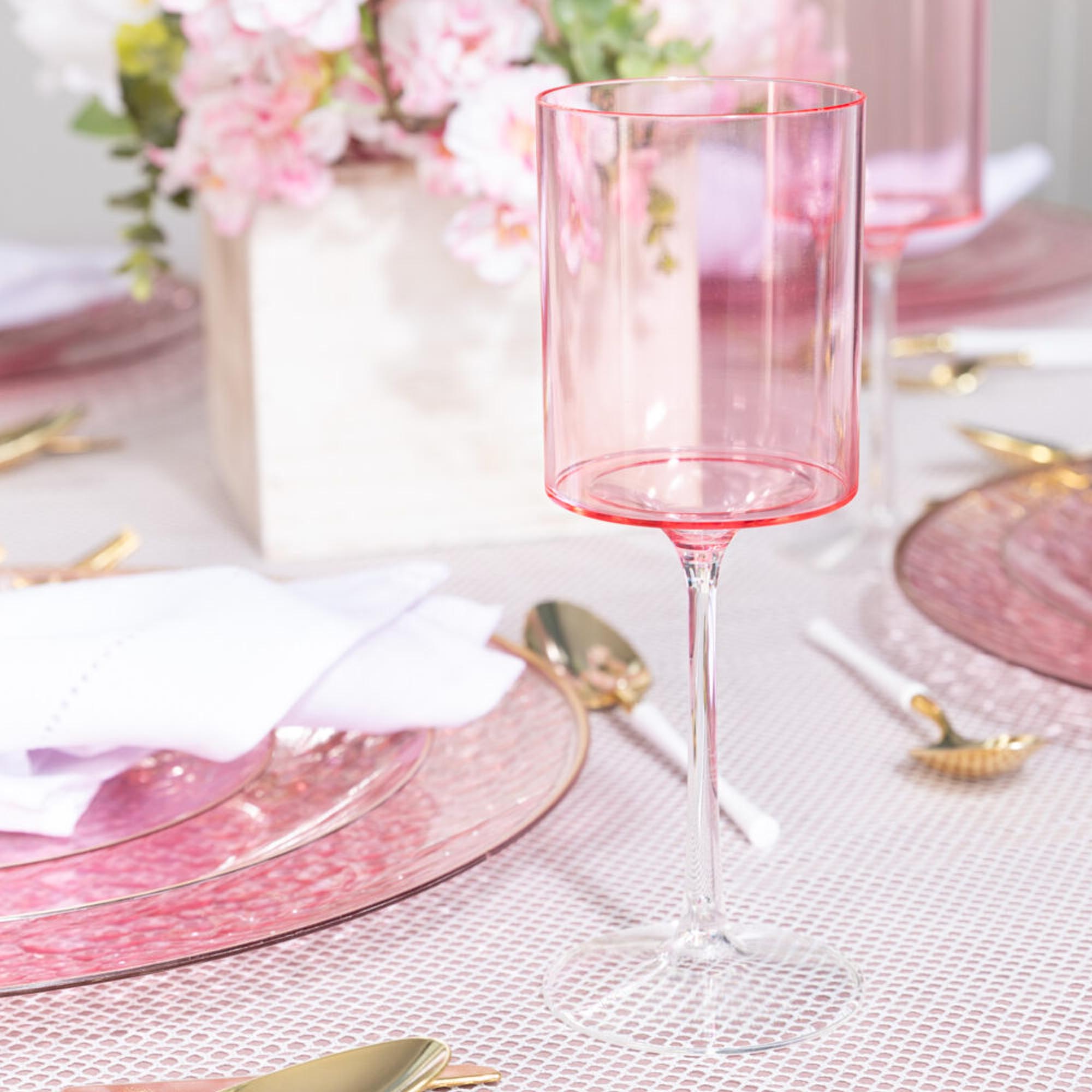 9oz Two Tone Wine Glasses Pink/Clear