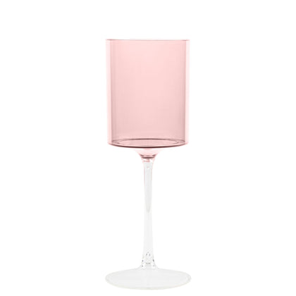 9oz Two Tone Wine Glasses Pink/Clear