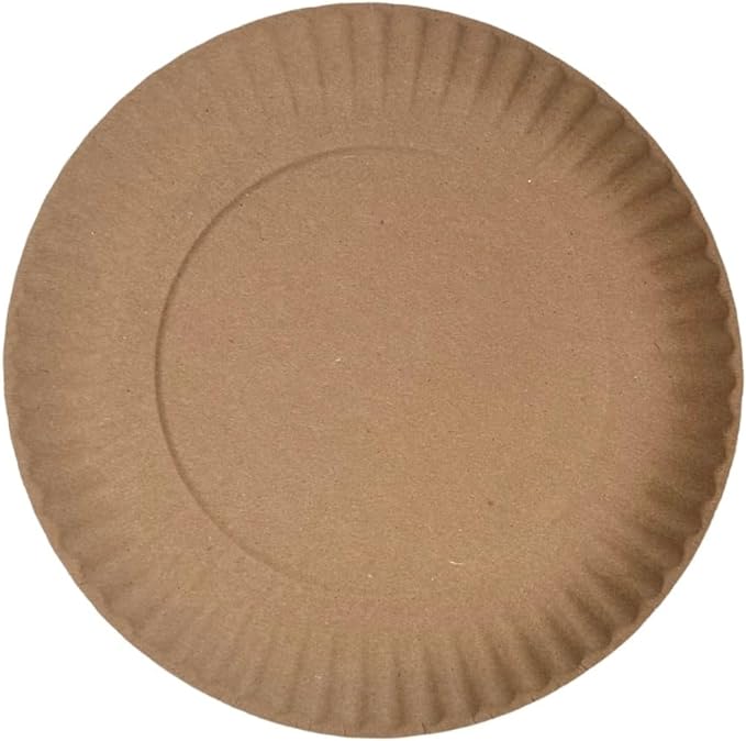 EcoQuality Disposable Kraft 9-Inch Paper Plates Uncoated Large, Everyday Disposable Brown Paper Plates 9