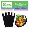 Medium 1/8 Plastic Black T-Shirt Bags 10x18 inches, 13 Micron Reusable Recyclable Poly Shopping Bags