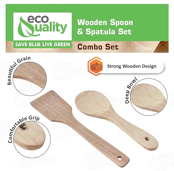 Wooden Kitchen Utensil Set, Wooden Spoon & Spatula, Non Stick Cookware, Kitchen Cooking Tools, Kitchenware, Restaurant and Home with Hang Holes