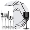 Plastic Tableware White Plates Black Brush Collection Dinner Party Set