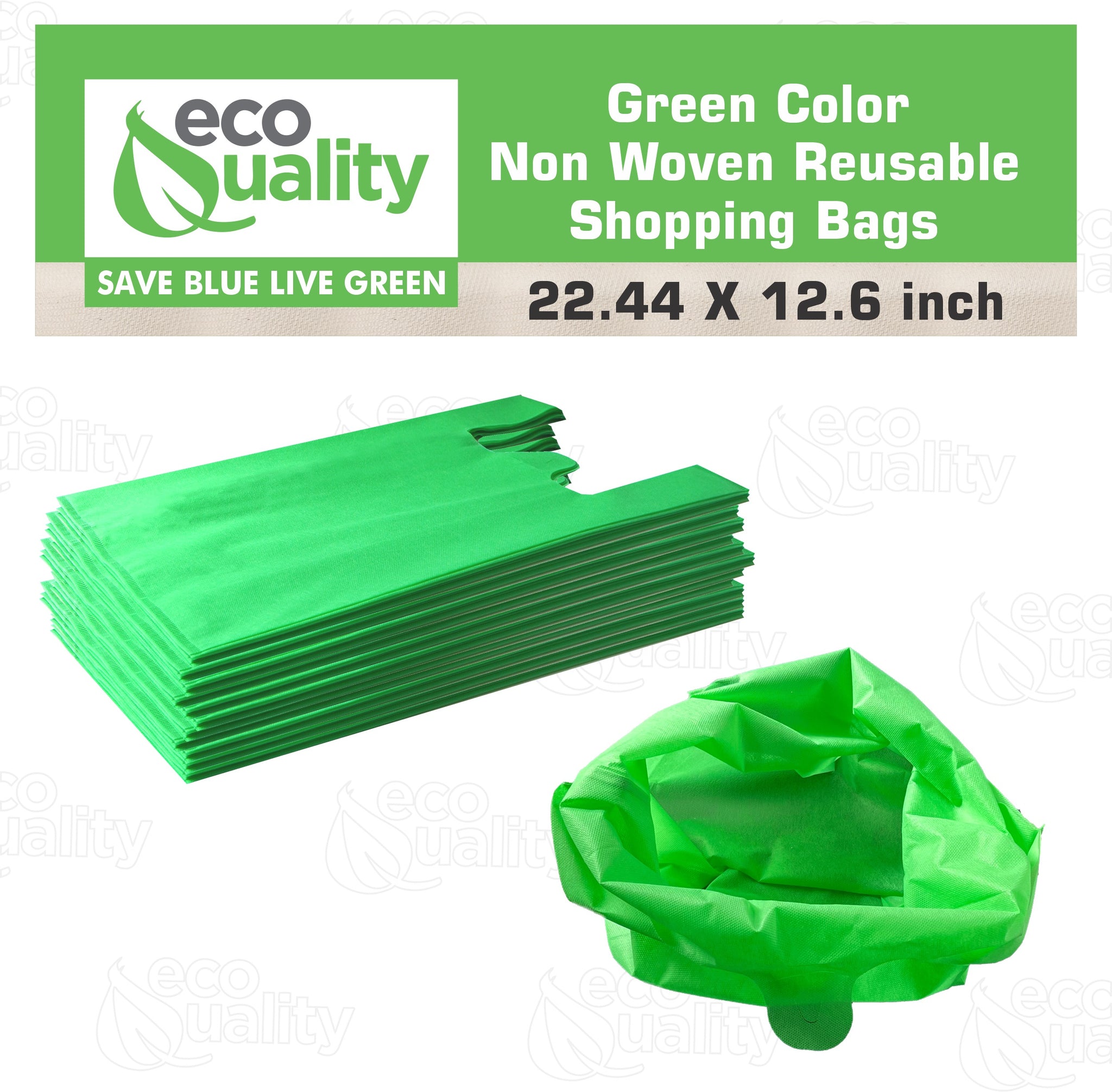 Non Woven Reusable Green T-Shirt Shopping Bags Large