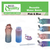 64oz Large Reusable Motivational Water Bottle with Straw, Dust Cap, Time Marker Pink/Blue Color