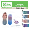 64oz Large Reusable Motivational Water Bottle with Straw, Dust Cap, Time Marker Teal/Purple Color