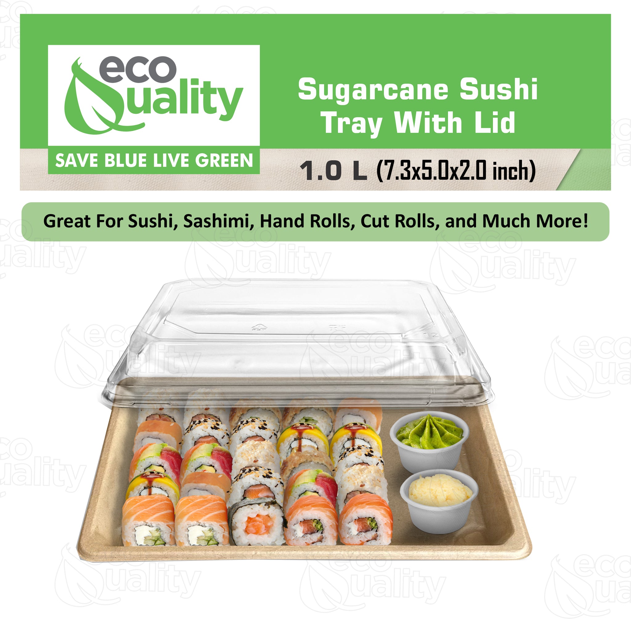 Compostable Packaging, Sustainable Sushi Tray, Eco-Friendly Food Packaging, Biodegradable Sushi Platter, Green Packaging Solution, Environmentally Friendly Tray, Zero-Waste Sushi Packaging, Bioplastics Sushi Tray, Earth-Friendly Sushi Container, Organic Waste Composting, Biodegradable Food Service, Natural Fiber Sushi Platter, Eco-conscious Sushi Packaging, Compostable Takeout Container