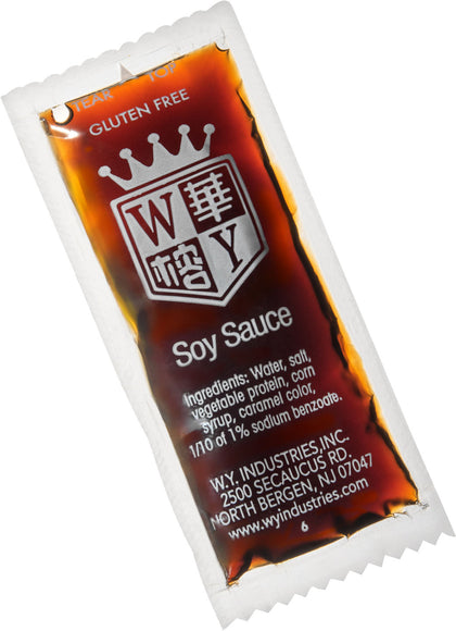 W.Y Industries Soy Sauce Chinese Take Out Delivery Packets 10 Grams Per Packet No MSG Gluten Free