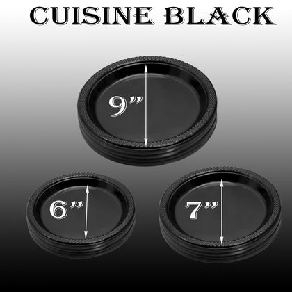 Stack of premium quality black dinner plates made of plastic, plastic disposable cuisine black dinner plates, Black dinner plates suitable for all occasions