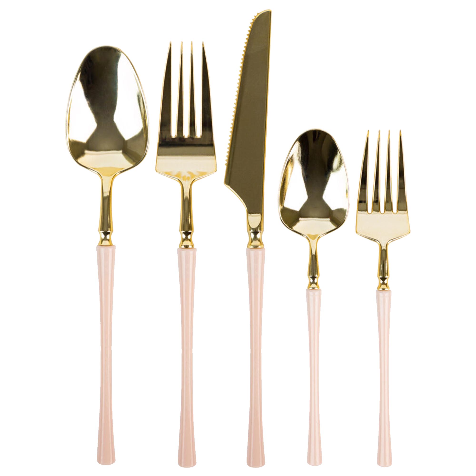 Plastic Soup Spoons Pink and Gold Infinity Flatware Collection