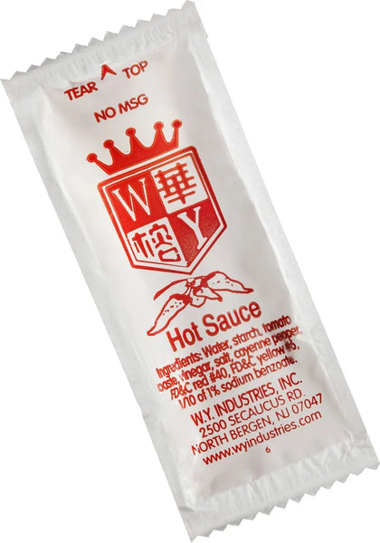 W.Y Industries Hot Sauce Packets Chinese Take Out Delivery Packets 10 Grams Per Packet No MSG Gluten Free