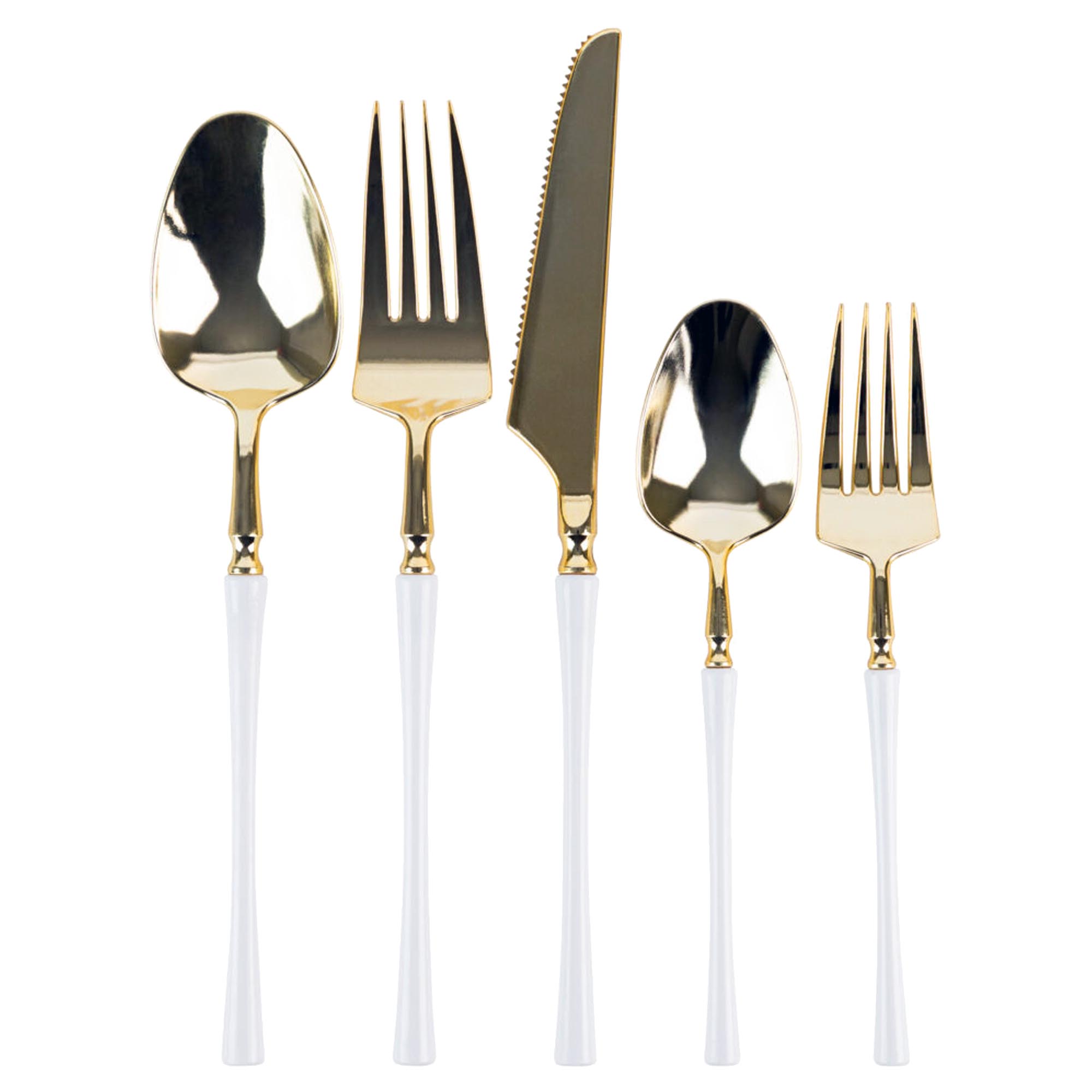 Plastic Salad Forks White and Gold Infinity Flatware Collection