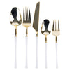 Plastic Dinner Forks White and Gold Infinity Flatware Collection