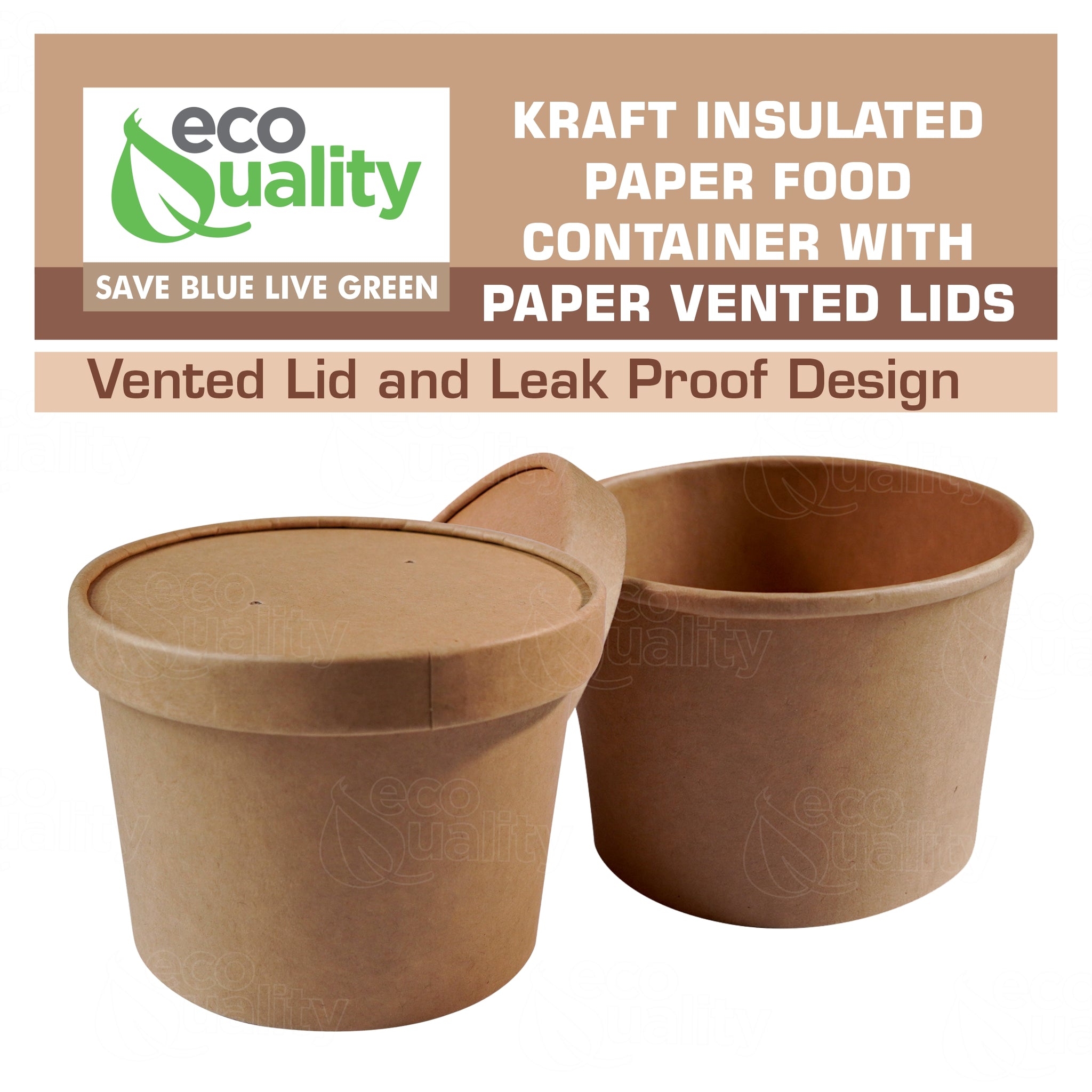 16oz Disposable Kraft Paper Food Soup Cup with Paper Vented Lid