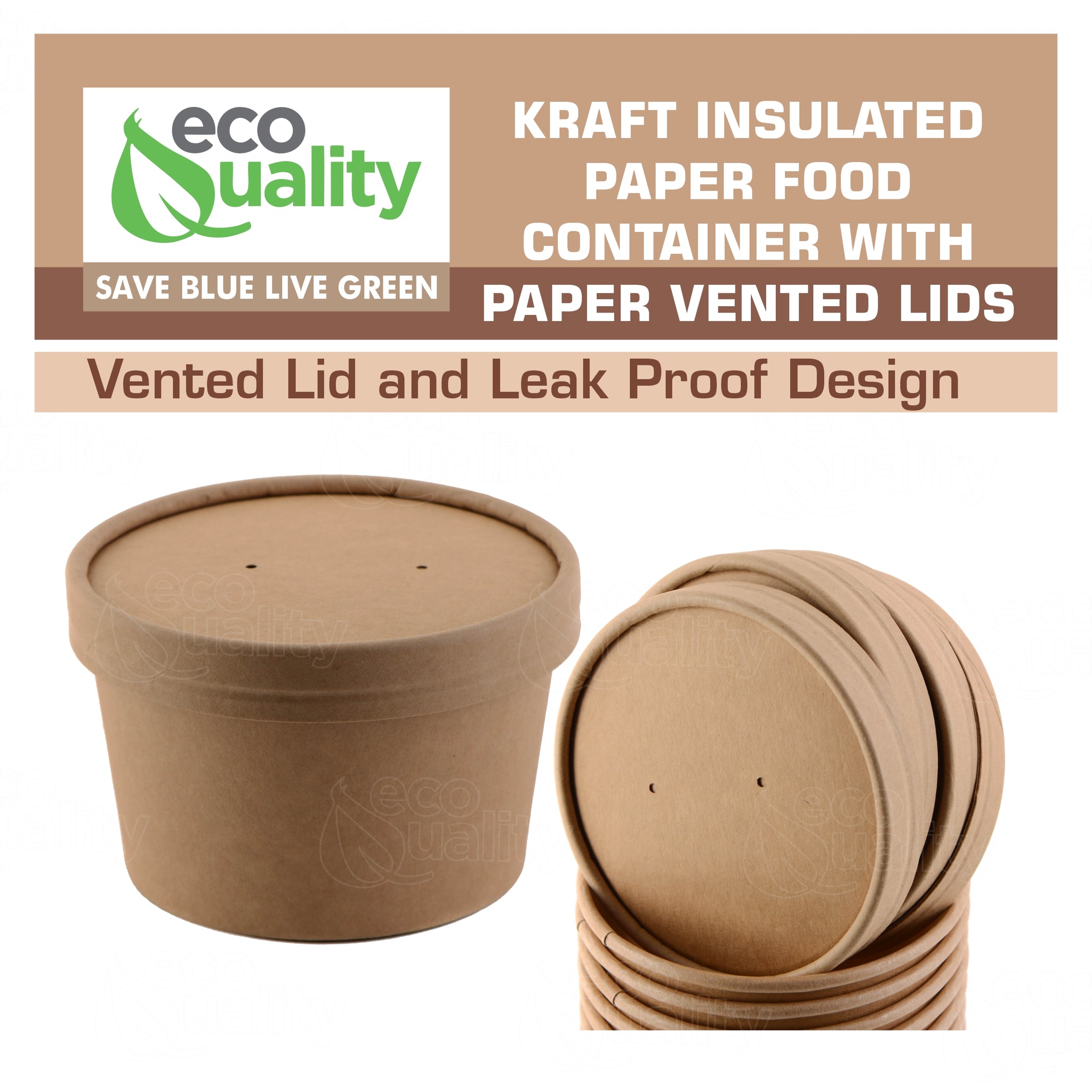 8oz Disposable Kraft Paper Food Soup Cup with Paper Vented Lid