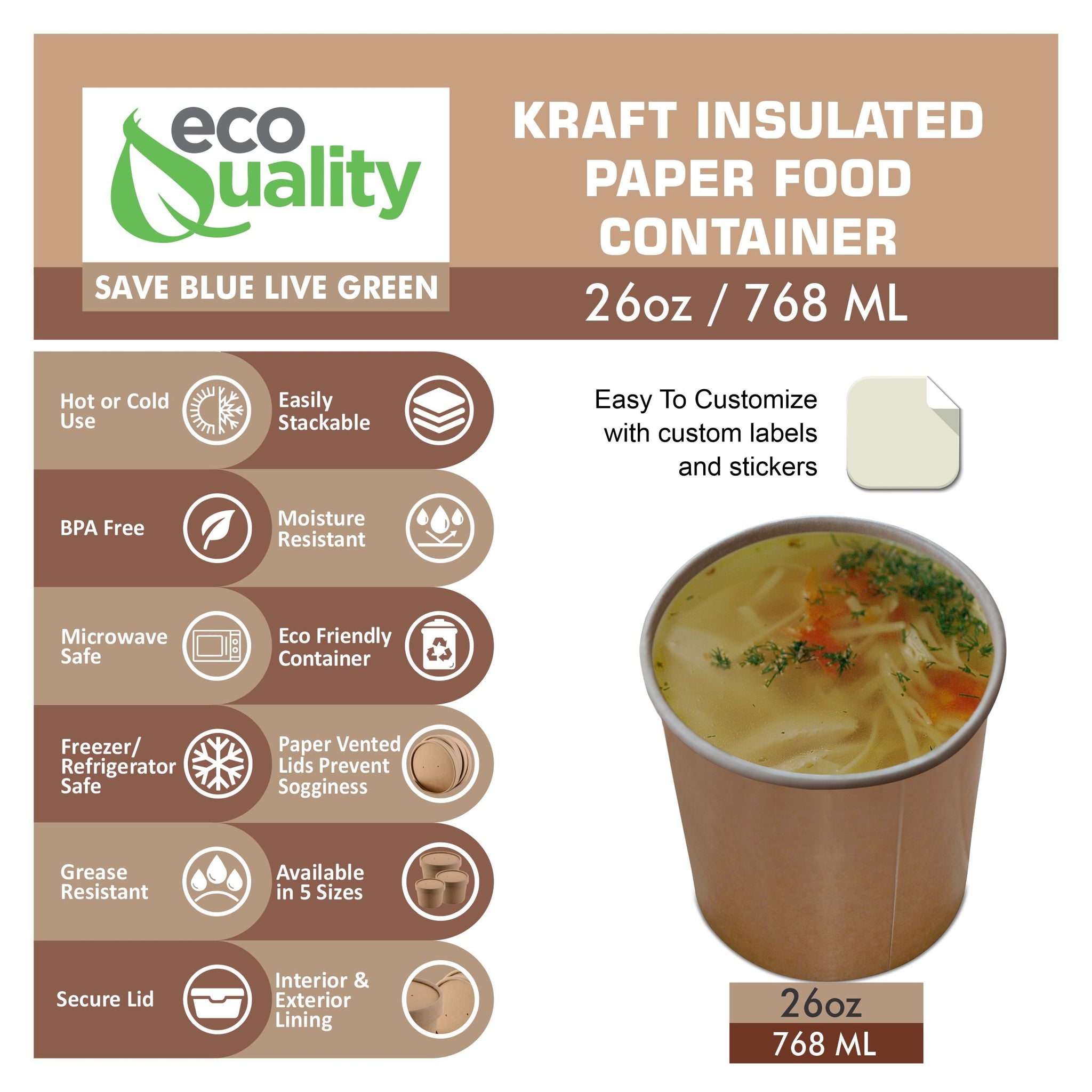 Disposable Kraft Paper Food Soup Cup Ice Cream Yogurt Container