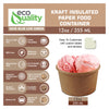Ice cream soup yogurt cups Take out food container Nyc Restaurant cafe shop office home disposable catering supplies kraft Paper heavy duty strong sturdy leak free proof bulk economical wholesale ecoquality Ecofriendly compostable biodegradable 12 oz 12 ounces