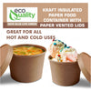 16oz Disposable Kraft Paper Food Soup Cup with Paper Vented Lid