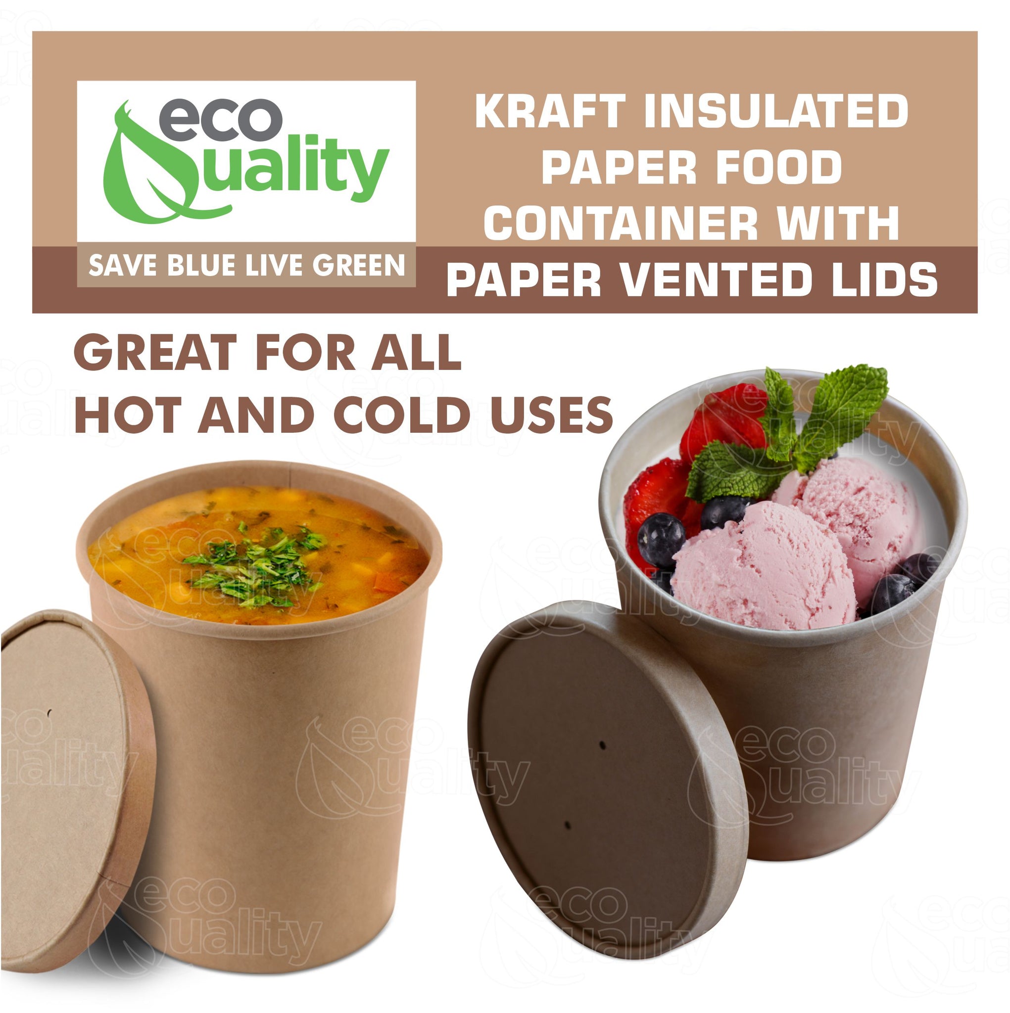 32oz Disposable Kraft Paper Food Soup Cup with Paper Vented Lid