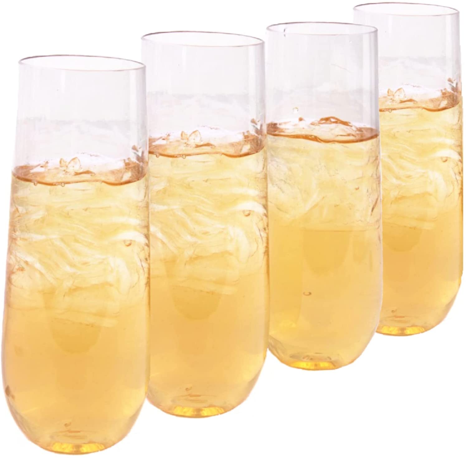 EcoQuality Fancy Stemless Clear Disposable Plastic Champagne Flute Glass 9oz