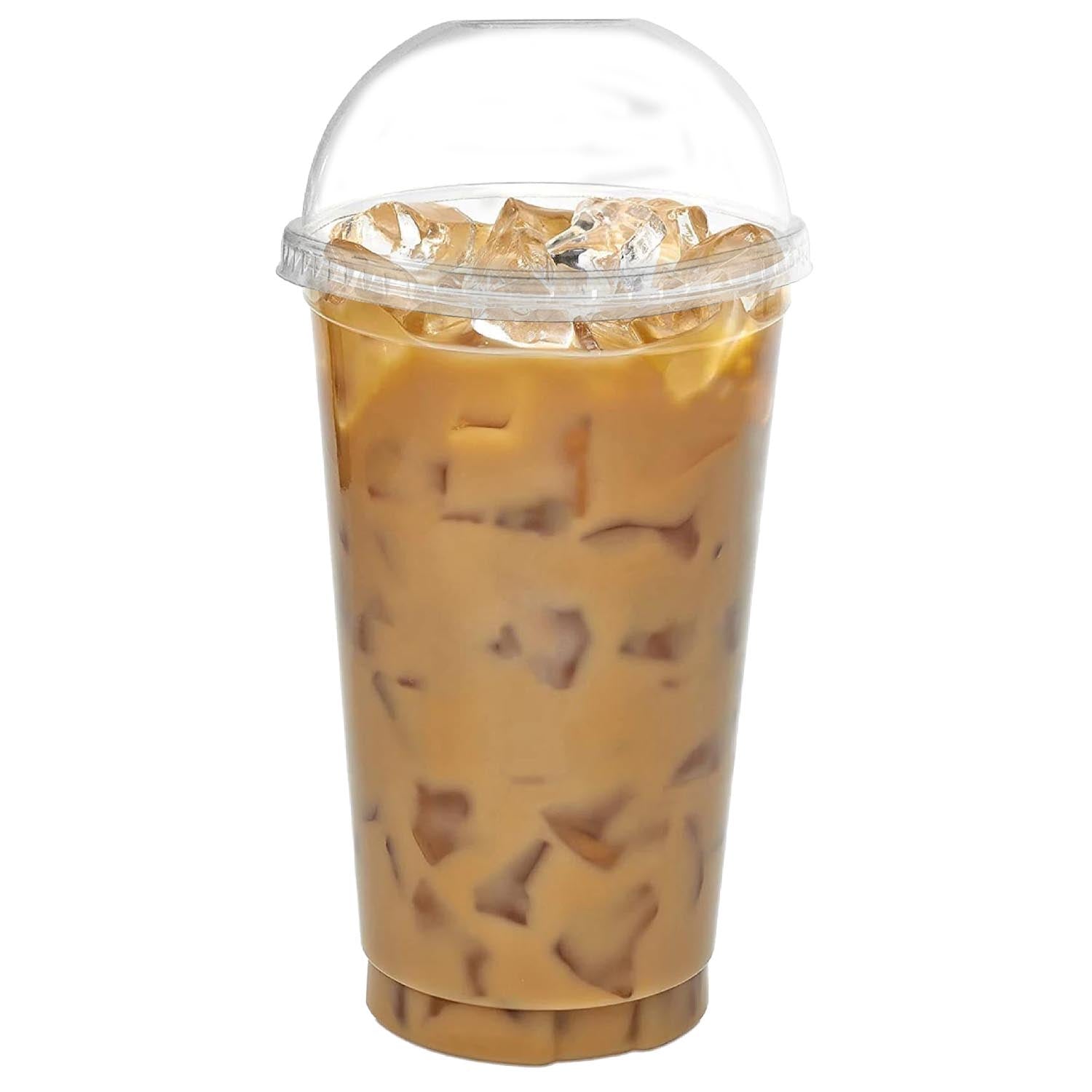 10oz Disposable Pet Clear Plastic Smoothie Cups with Clear Dome Lids