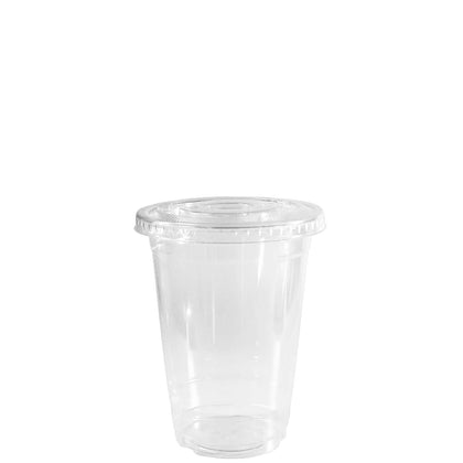 10oz Disposable Pet Clear Plastic Smoothie Cups with Clear Flat Lids